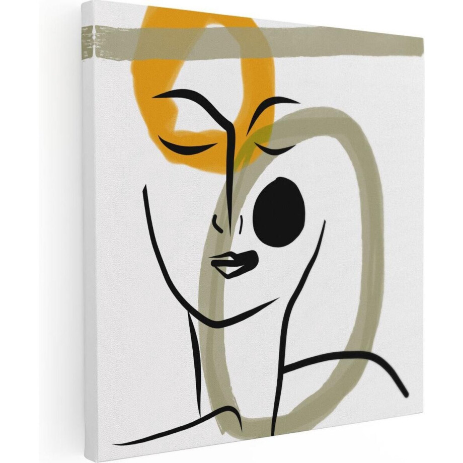Artaza Canvas Schilderij Abstracte Kunst van een Gezicht - 40x40 - Klein - Foto Op Canvas - Canvas Print afbeelding 1