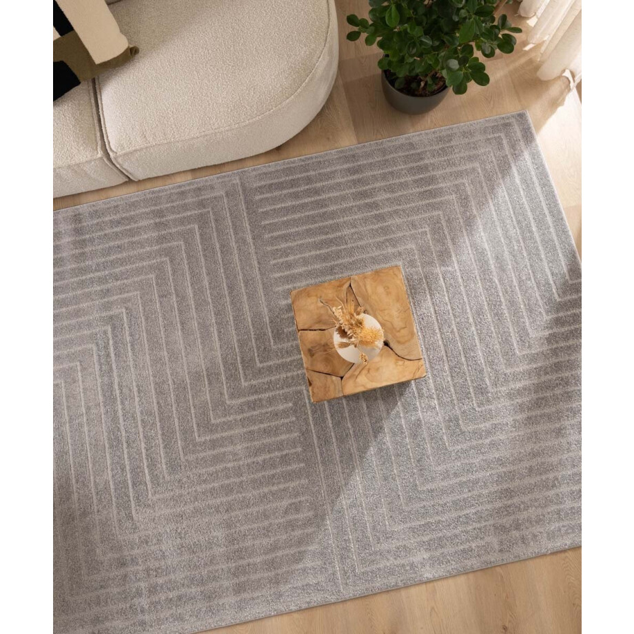 Scandinavisch vloerkleed - Contour Edge grijs 120x170 cm afbeelding 1