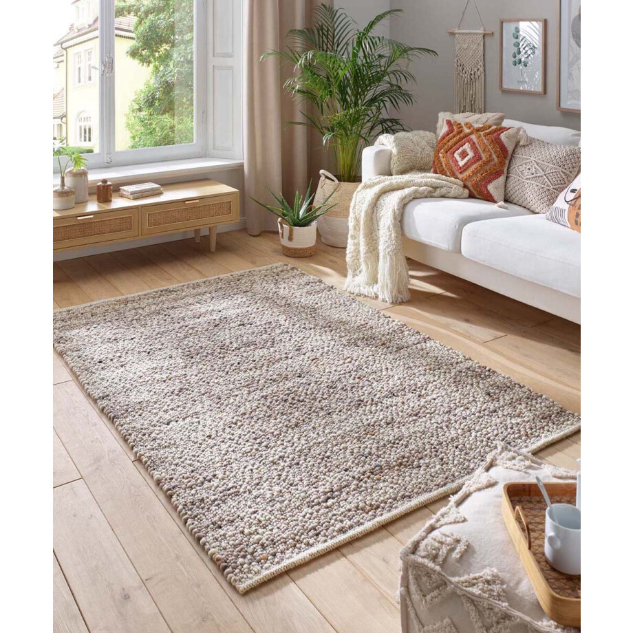 Wollen vloerkleed - Ursule bruin/grijs 70x130 cm Wollen vloerkleed - Ursule bruin/grijs 70x130 cm afbeelding 1