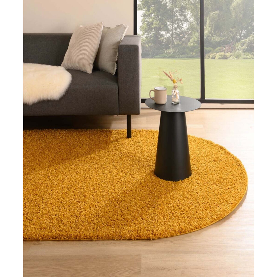 Ovaal hoogpolig vloerkleed shaggy Trend effen - okergeel 120x180 cm Ovaal hoogpolig vloerkleed shaggy Trend effen - okergeel 120x180 cm afbeelding 1
