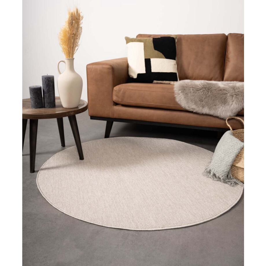 Rond vloerkleed Lush - crème 100 cm Rond vloerkleed Lush - crème 100 cm afbeelding 1