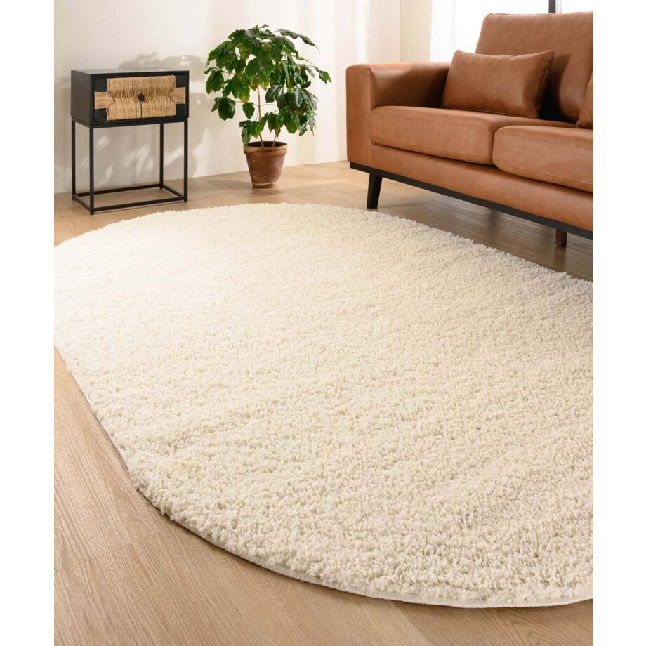 Vloerkleed ovaal hoogpolig - Shaggy Trend ivoor 300x400 cm afbeelding 1