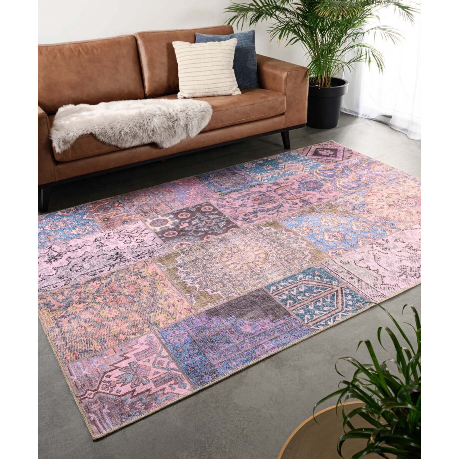 Patchwork vloerkleed - Fade Dreamer paars 140x200 cm Patchwork vloerkleed - Fade Dreamer paars 140x200 cm afbeelding 1