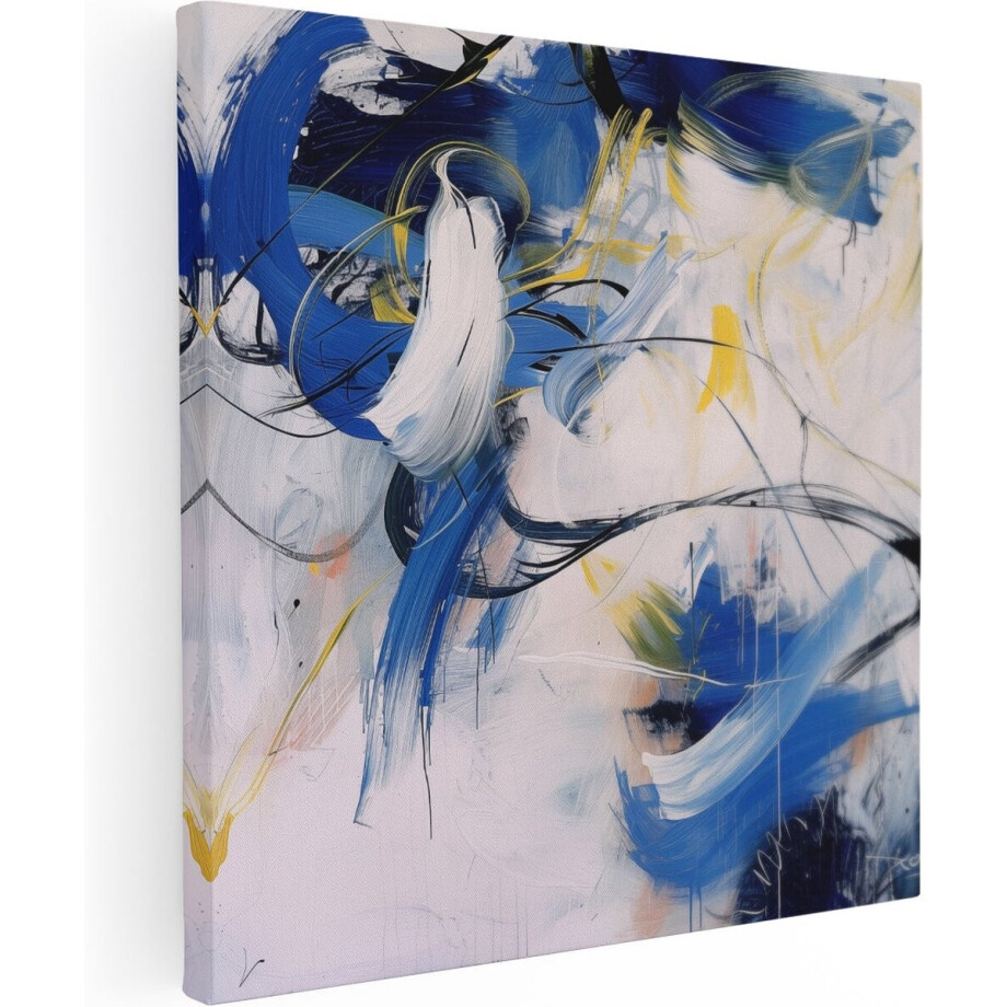 Artaza Canvas Schilderij Abstract Kunstwerk met Blauwe en Witte Kleuren - 60x60 - Muurdecoratie - Foto Op Canvas - Canvas Print Artaza Canvas Schilderij Abstract Kunstwerk met Blauwe en Witte Kleuren - 60x60 - Muurdecoratie - Foto Op Canvas - Canvas Print afbeelding 1