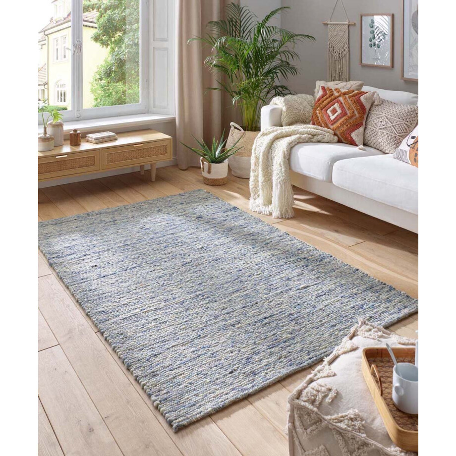 Wollen vloerkleed - Lundr blauw 130x190 cm Wollen vloerkleed - Lundr blauw 130x190 cm afbeelding 1