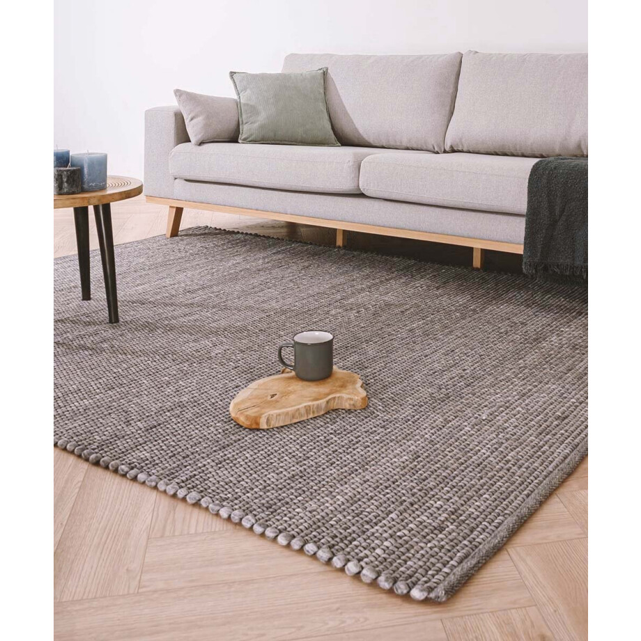 Wollen vloerkleed Lett - grijs 60x120 cm afbeelding 1