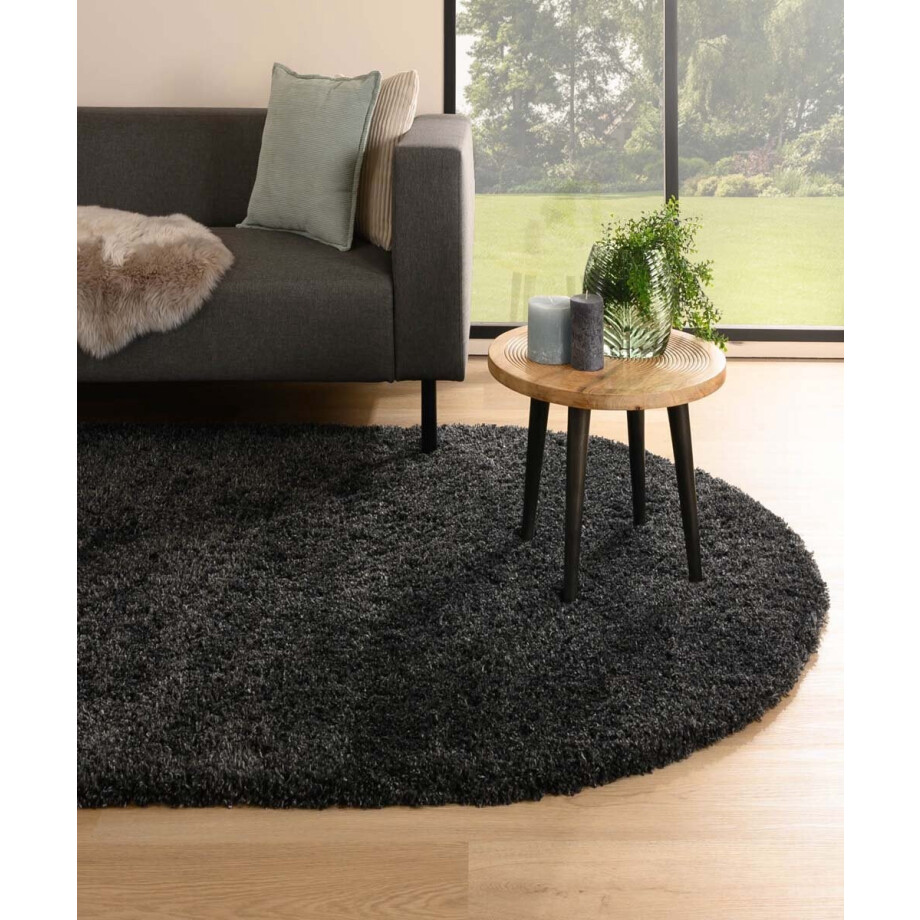 Ovaal hoogpolig vloerkleed - Cozy Shaggy - antraciet 120x180 cm afbeelding 1