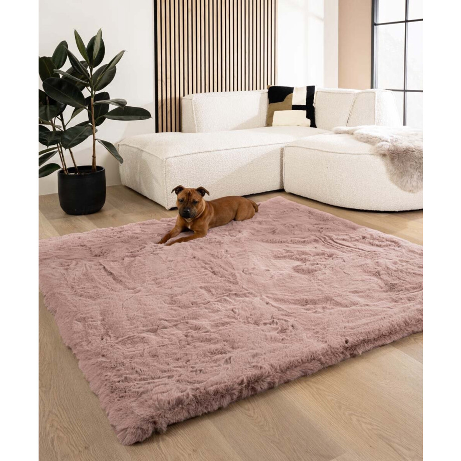 Fluffy vloerkleed vierkant - Comfy Deluxe roze 100x100 Fluffy vloerkleed vierkant - Comfy Deluxe roze 100x100 afbeelding 1