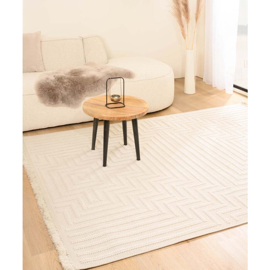 Japandi vloerkleed - Knit Refine wit 240x340 cm Japandi vloerkleed - Knit Refine wit 240x340 cm afbeelding 1