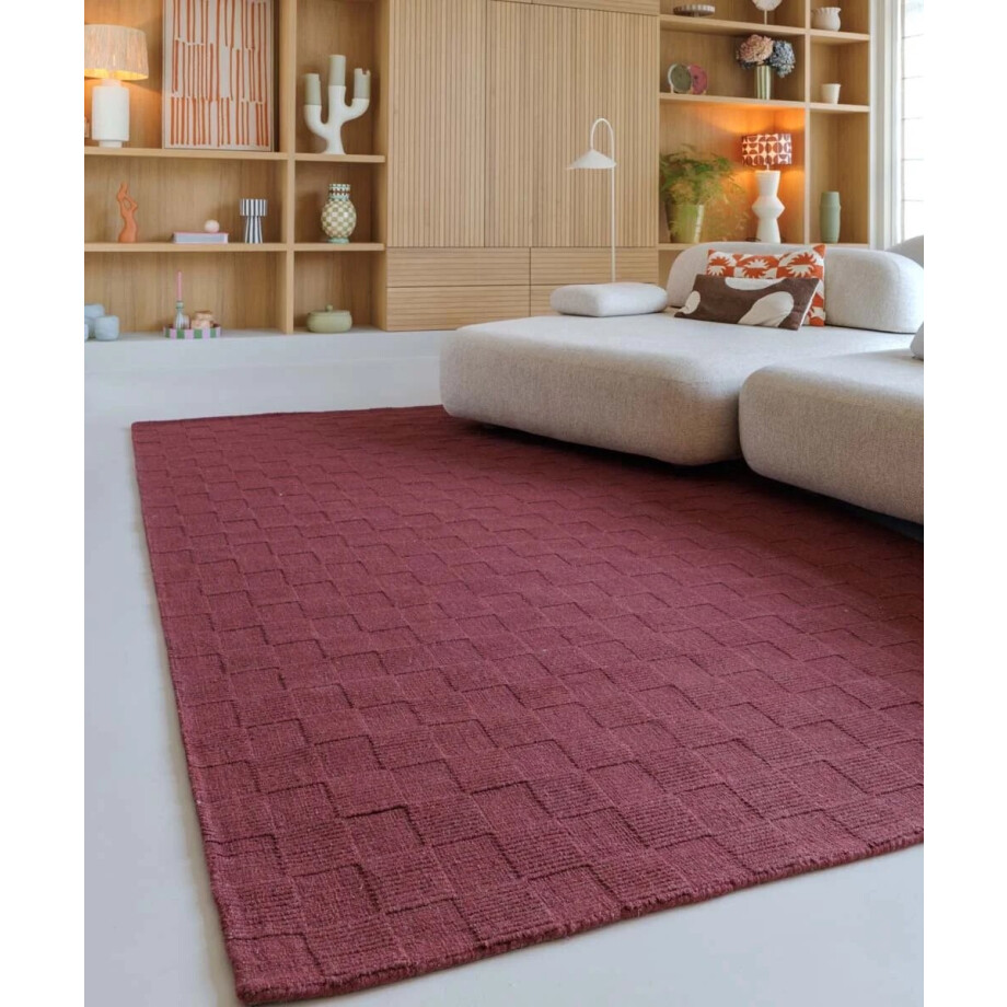 Wollen vloerkleed - Tavle bordeauxrood 240x340 cm Wollen vloerkleed - Tavle bordeauxrood 240x340 cm afbeelding 1