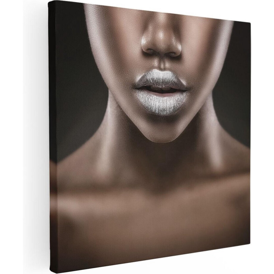Artaza Canvas Schilderij Zilveren Lippen Van Een Afrikaanse Vrouw - 40x40 - Klein - Foto Op Canvas - Canvas Print Artaza Canvas Schilderij Zilveren Lippen Van Een Afrikaanse Vrouw - 40x40 - Klein - Foto Op Canvas - Canvas Print afbeelding 1