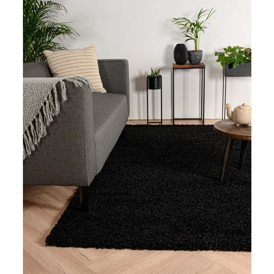 Hoogpolig vloerkleed - Shaggy Trend zwart 160x230 afbeelding 1