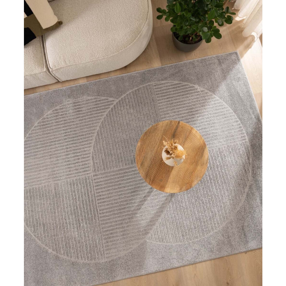 Scandinavisch vloerkleed - Contour Circle grijs 240x340 cm Scandinavisch vloerkleed - Contour Circle grijs 240x340 cm afbeelding 1