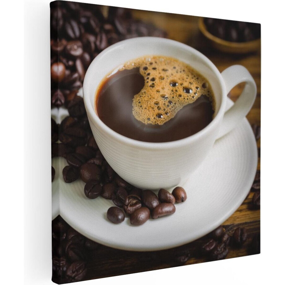 Artaza Canvas Schilderij Kopje Koffie Met Koffiebonen - 90x90 - Groot - Foto Op Canvas - Canvas Print Artaza Canvas Schilderij Kopje Koffie Met Koffiebonen - 90x90 - Groot - Foto Op Canvas - Canvas Print afbeelding 1