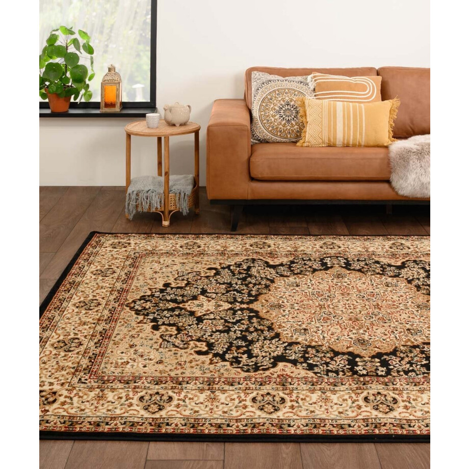 Perzisch tapijt - Mirage Treasure zwart/beige 120x170 cm Perzisch tapijt - Mirage Treasure zwart/beige 120x170 cm afbeelding 1
