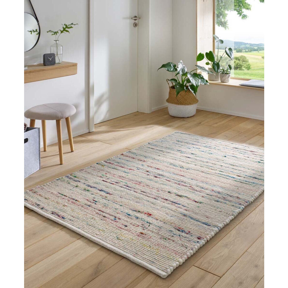 Wollen vloerkleed - Bokn wit/multi 70x130 cm afbeelding 1