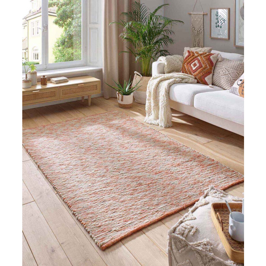 Wollen vloerkleed - Kaia rood/crème 200x290 cm Wollen vloerkleed - Kaia rood/crème 200x290 cm afbeelding 1