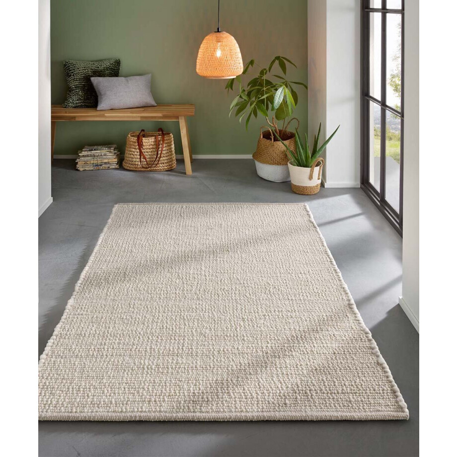 Wollen vloerkleed - Bokn wit 70x130 cm afbeelding 1