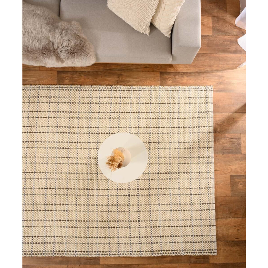 Wollen vloerkleed - Verdal crème/groen 160x230 cm afbeelding 1