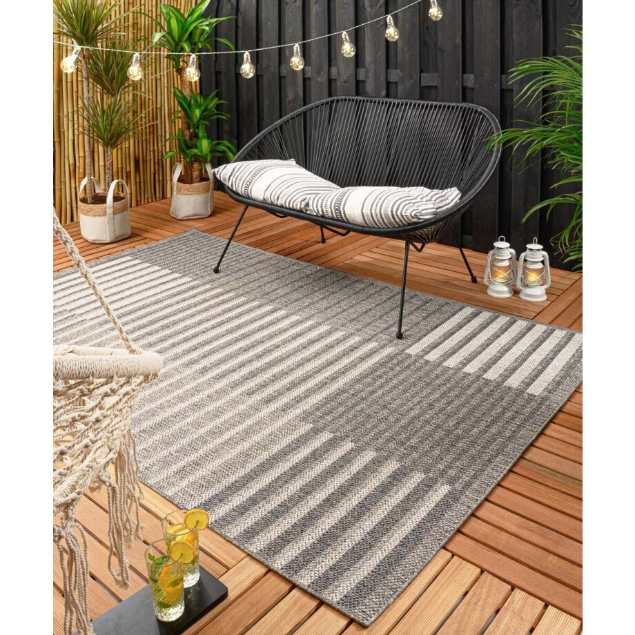 Buitenkleed blokken Urban - grijs/crème 200x300 cm afbeelding 1