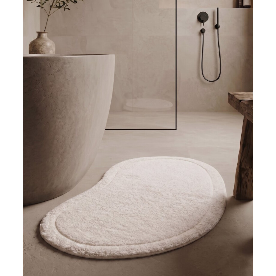 Badmat organische vorm - Lunja Pebble ivoor 60x90 cm Badmat organische vorm - Lunja Pebble ivoor 60x90 cm afbeelding 1