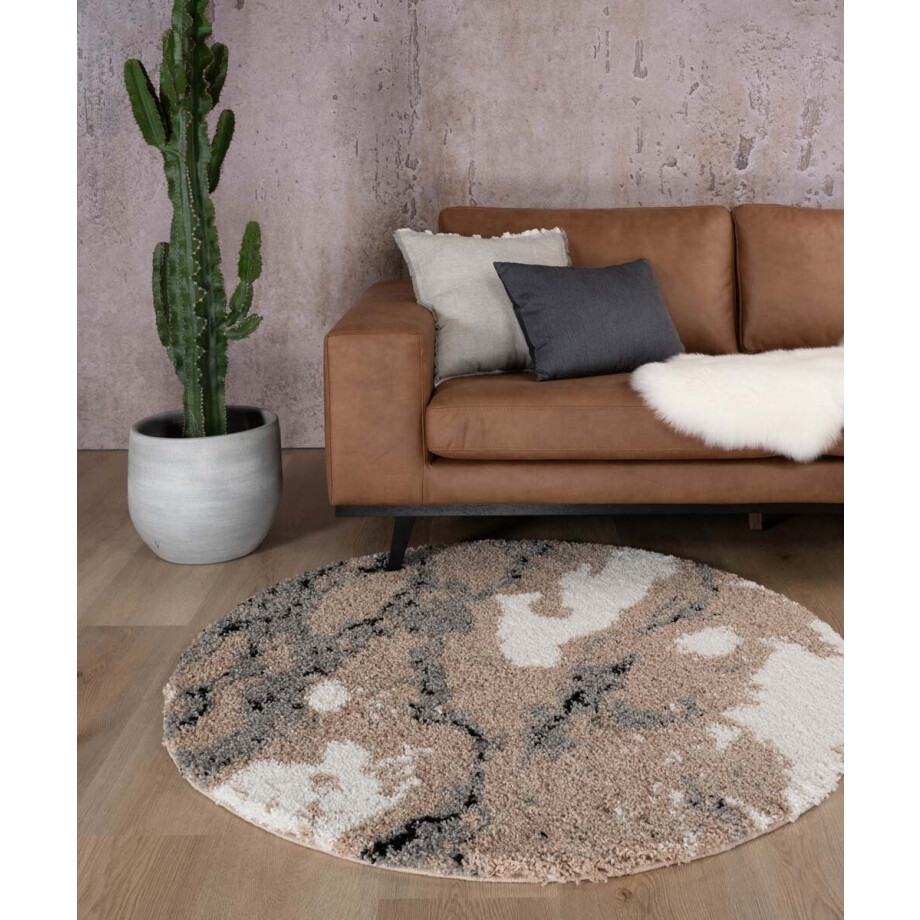 Rond vloerkleed marmer - Marble Artisan beige 120 afbeelding 1