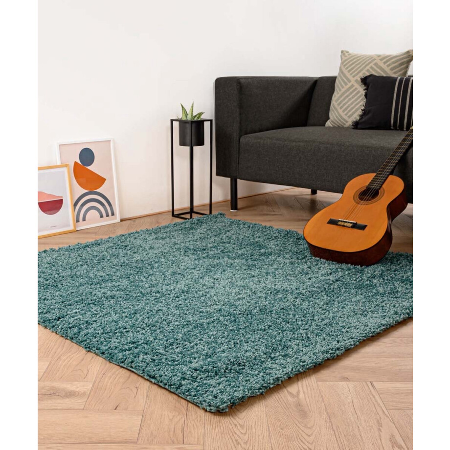 Vierkant hoogpolig vloerkleed shaggy Trend effen - lichtblauw 240x240 cm Vierkant hoogpolig vloerkleed shaggy Trend effen - lichtblauw 240x240 cm afbeelding 1
