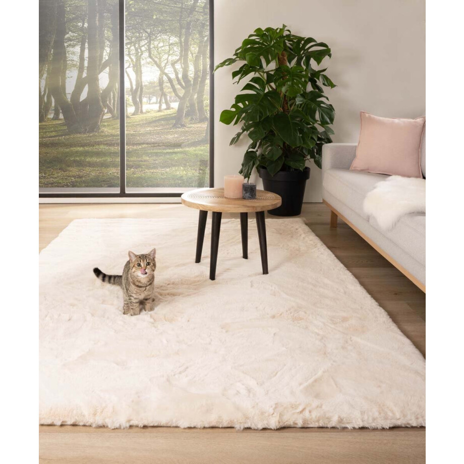Zacht hoogpolig vloerkleed - Comfy plus - crème 140x200 cm afbeelding 1