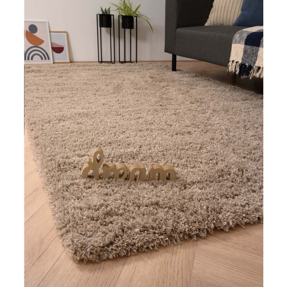Rond hoogpolig vloerkleed - Cozy Shaggy - beige 200 cm Rond hoogpolig vloerkleed - Cozy Shaggy - beige 200 cm afbeelding 1