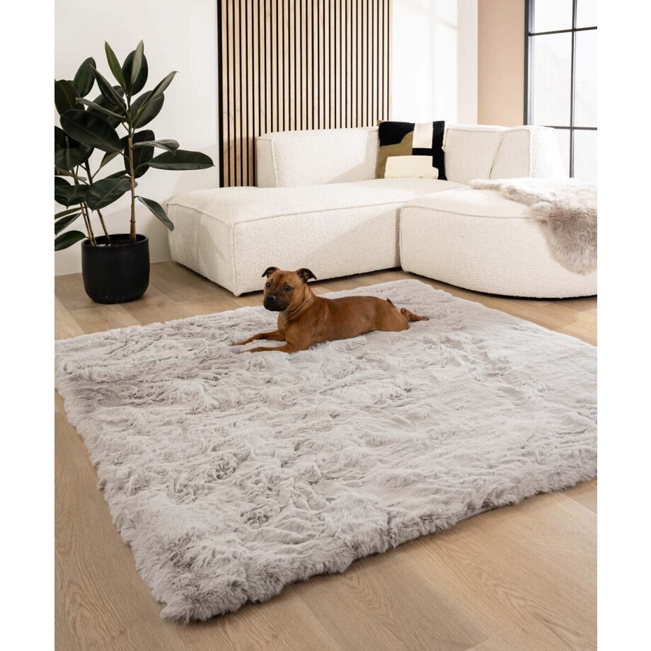 Fluffy vloerkleed vierkant - Comfy Deluxe lichtgrijs 160x160 cm afbeelding 1