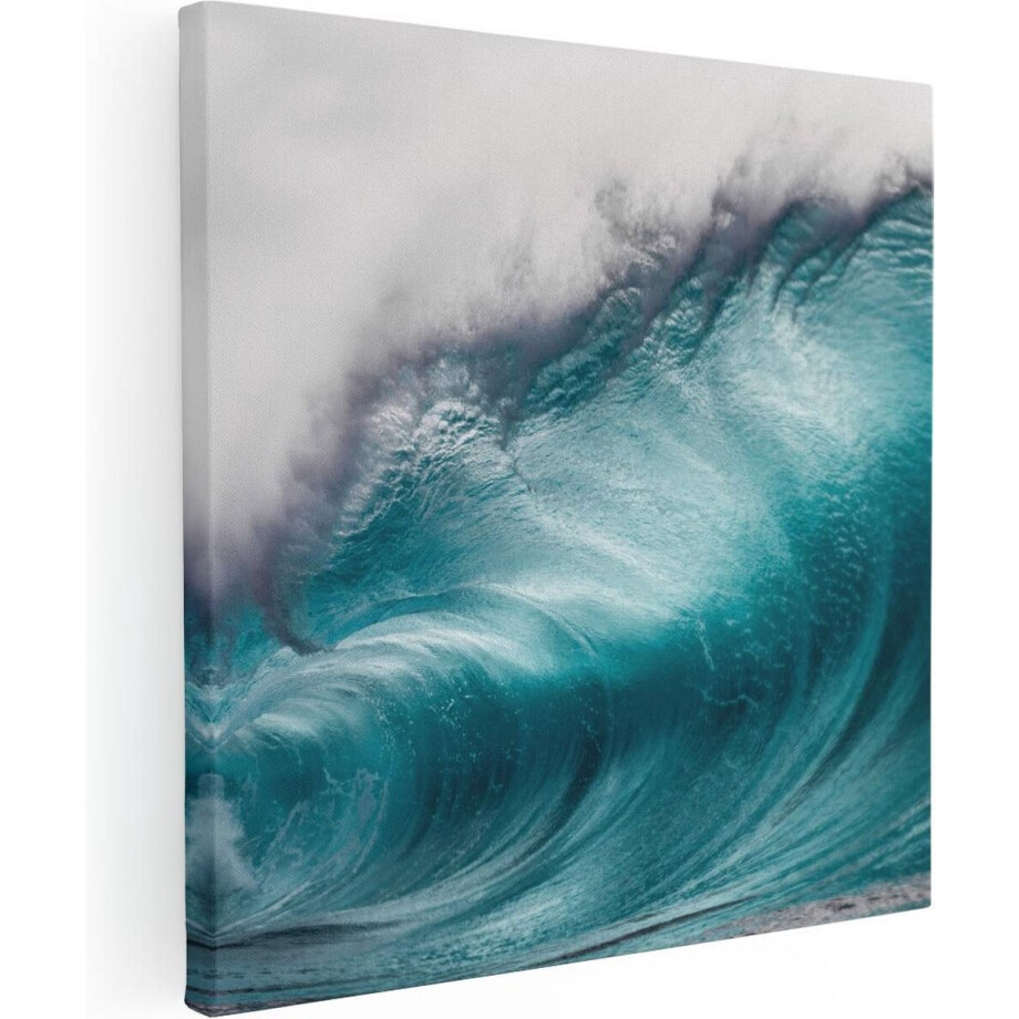 Artaza Canvas Schilderij Grote Golfen op de Helder Blauwe Zee - 30x30 - Klein - Foto Op Canvas - Canvas Print afbeelding 1