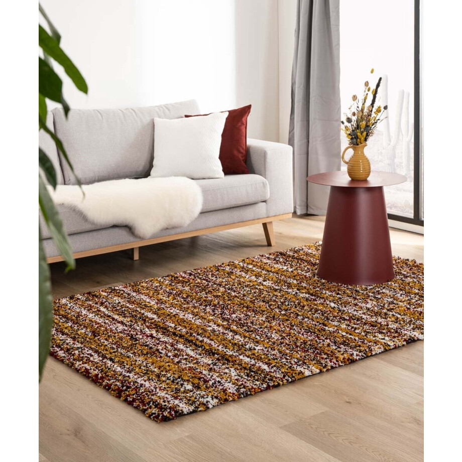 Hoogpolig vloerkleed strepen Artisan - multi/okergeel 240x340 cm afbeelding 1