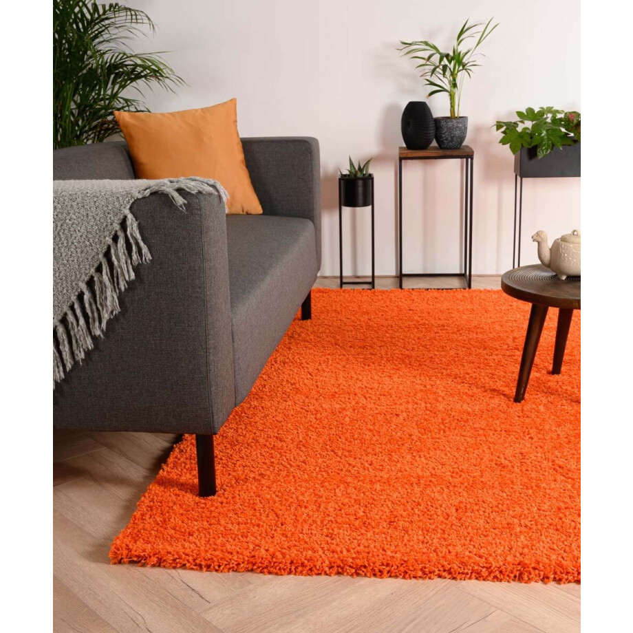 Hoogpolig vloerkleed shaggy Trend effen - oranje 140x200 cm afbeelding 1