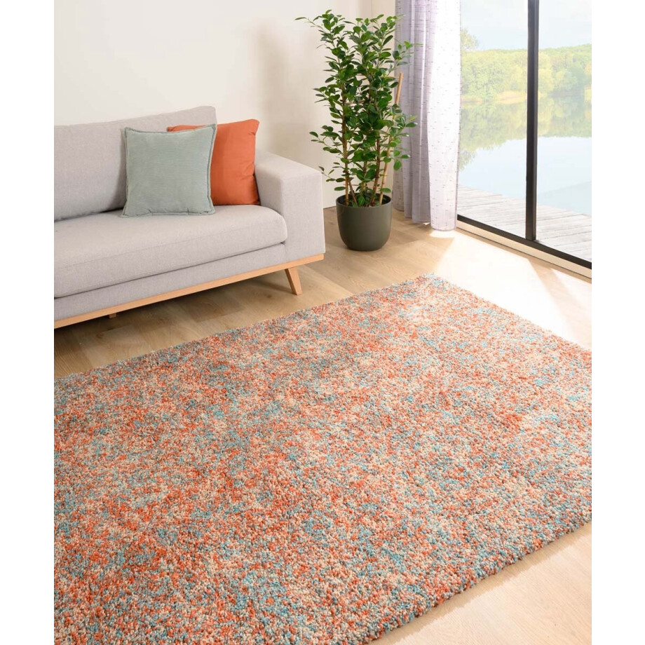 Hoogpolig vloerkleed gemêleerd- Blend oranje/blauw 200x290 cm afbeelding 1