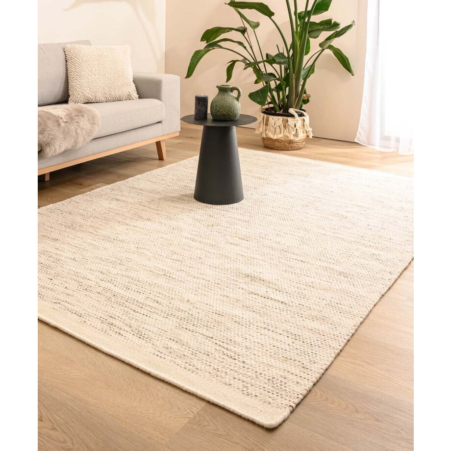 Wollen vloerkleed - Ulstein wit/grijs 200x300 cm Wollen vloerkleed - Ulstein wit/grijs 200x300 cm afbeelding 1