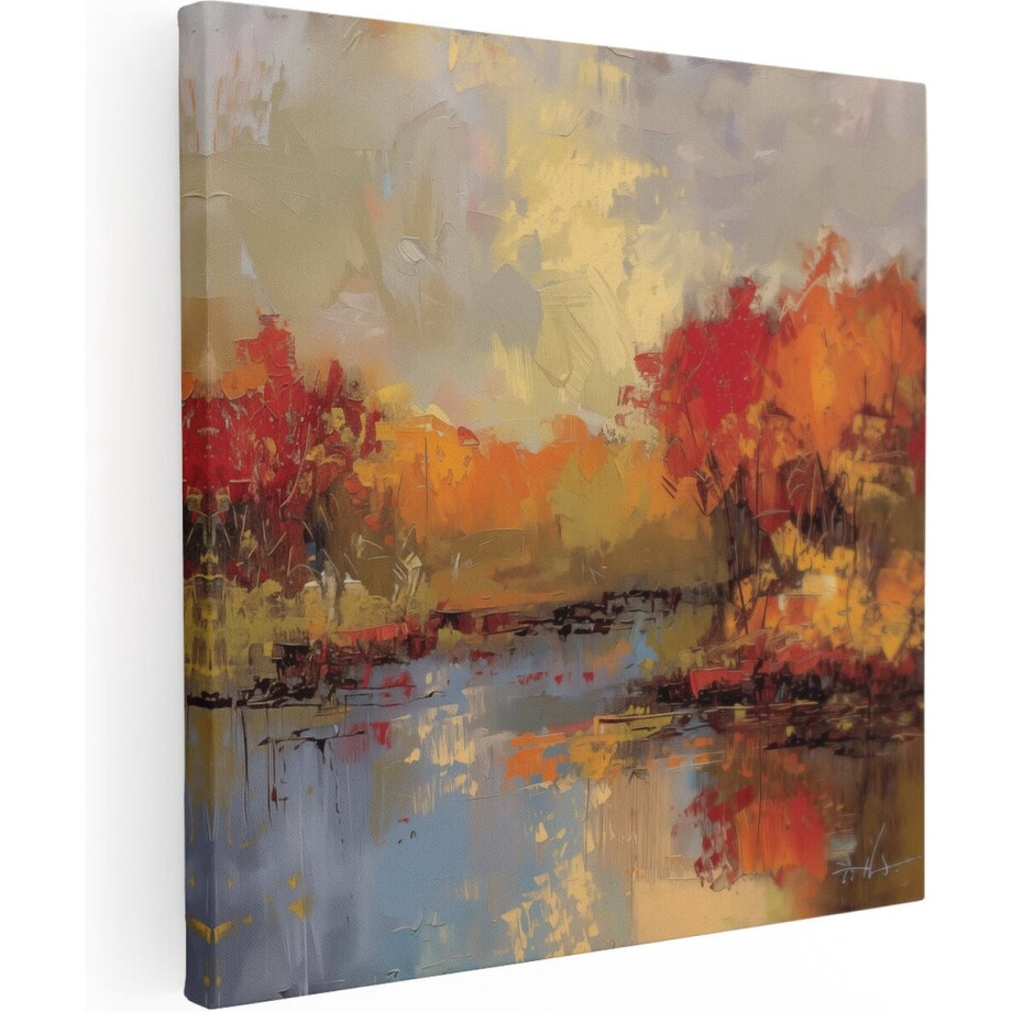 Artaza Canvas Schilderij Herfst Bos - 40x40 cm - Klein - Wanddecoratie Landschap - Muurdecoratie Abstract - Kamer Accessoires Natuur Artaza Canvas Schilderij Herfst Bos - 40x40 cm - Klein - Wanddecoratie Landschap - Muurdecoratie Abstract - Kamer Accessoires Natuur afbeelding 1