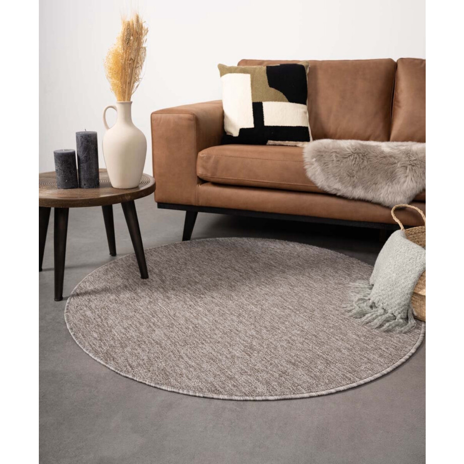 Rond vloerkleed Lush - taupe/lichtgrijs 240 cm Rond vloerkleed Lush - taupe/lichtgrijs 240 cm afbeelding 1