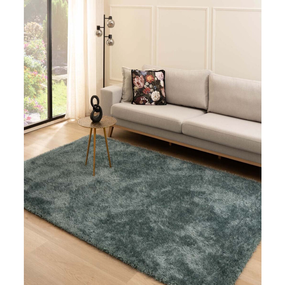 Hoogpolig vloerkleed velvet - Posh blauw 280x380 cm Hoogpolig vloerkleed velvet - Posh blauw 280x380 cm afbeelding 1