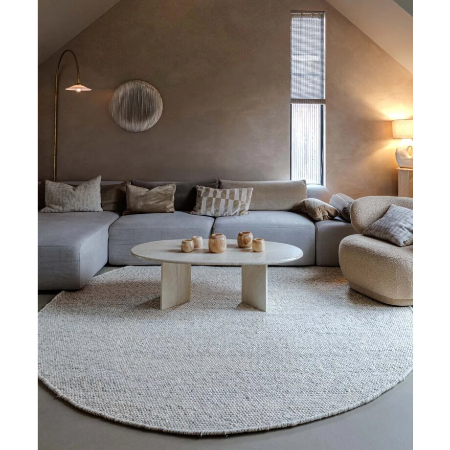 Rond wollen vloerkleed - Silvull beige 80 afbeelding 1