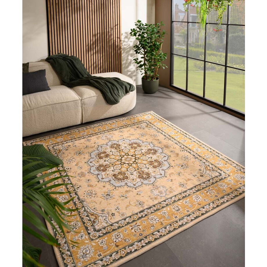 Buitenkleed vierkant Vintage - Valenca Nova geel 200x200 cm Buitenkleed vierkant Vintage - Valenca Nova geel 200x200 cm afbeelding 1
