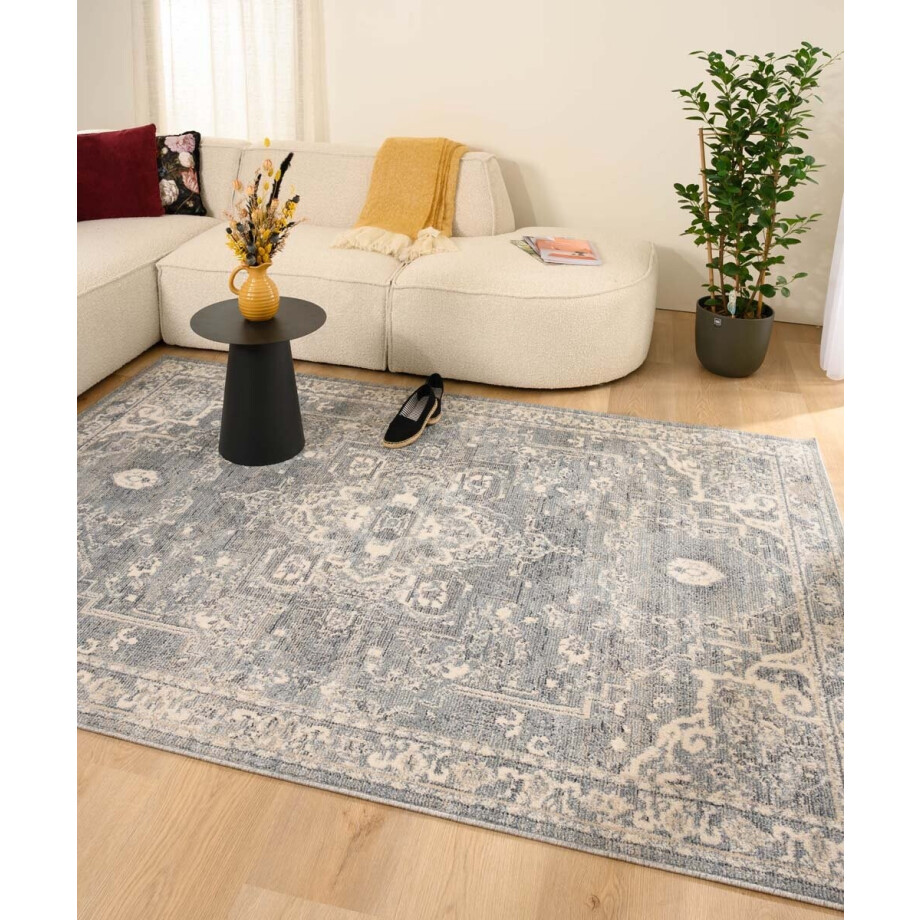 Vintage vloerkleed - Classic Bernard blauw/wit 80x150 cm Vintage vloerkleed - Classic Bernard blauw/wit 80x150 cm afbeelding 1