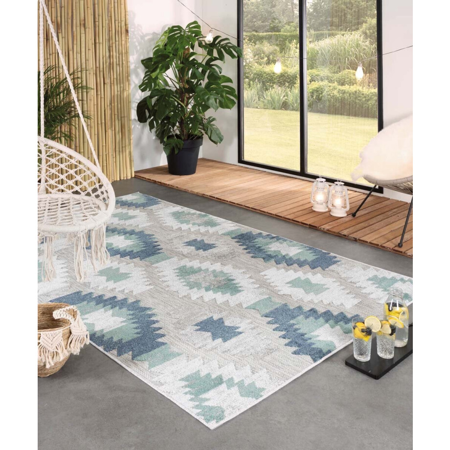 Buitenkleed aztek - Verano grijs/mint 140x200 cm Buitenkleed aztek - Verano grijs/mint 140x200 cm afbeelding 1
