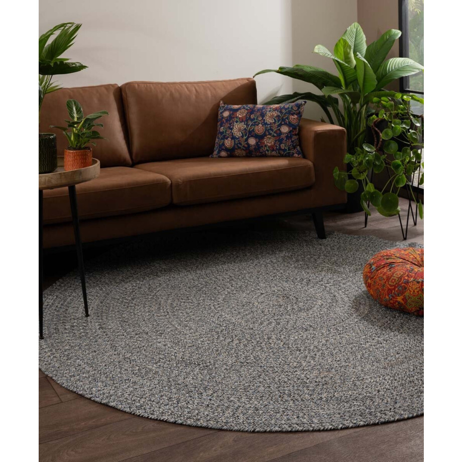 Rond vloerkleed katoen - Joy blauw 120 Rond vloerkleed katoen - Joy blauw 120 afbeelding 1