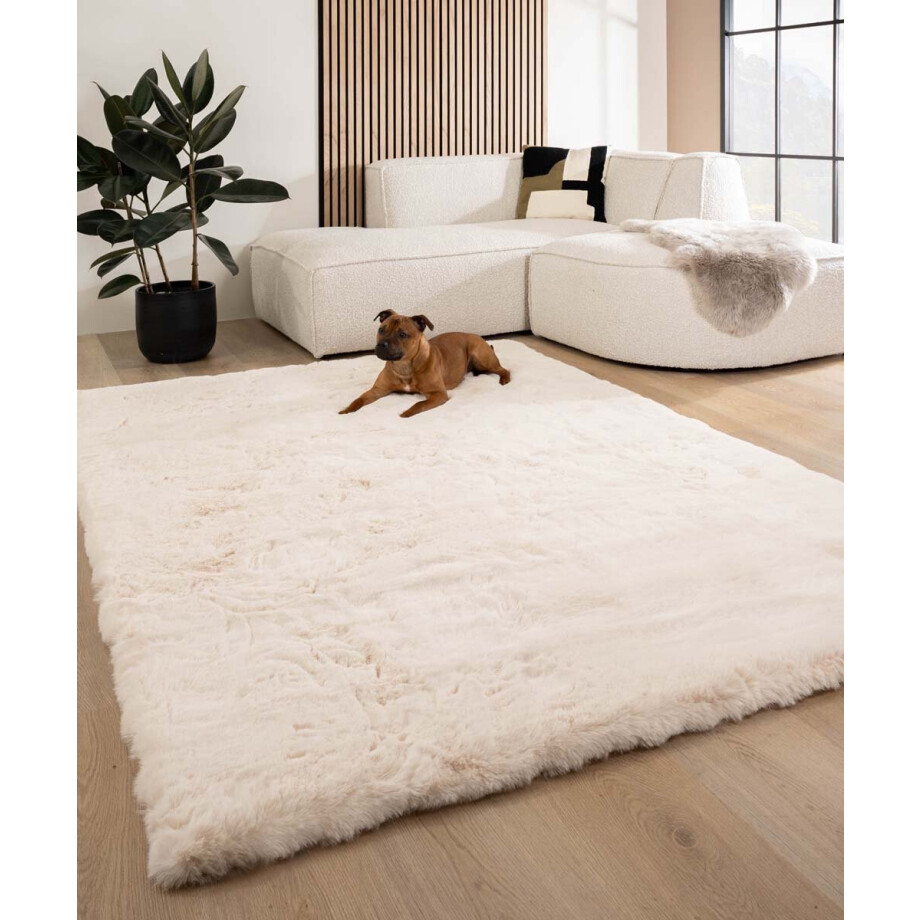 Fluffy vloerkleed - Comfy Deluxe crème 230x330 cm afbeelding 1