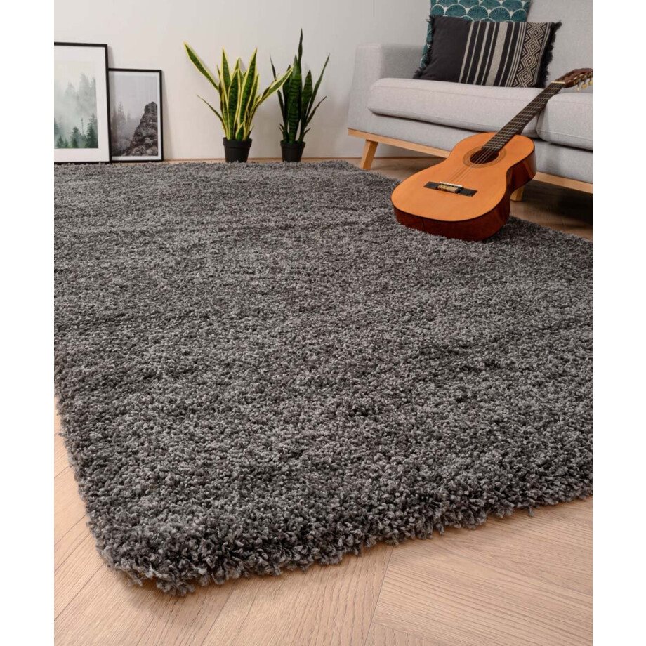 Hoogpolig vloerkleed shaggy Grand effen - donkergrijs 240x340 cm Hoogpolig vloerkleed shaggy Grand effen - donkergrijs 240x340 cm afbeelding 1