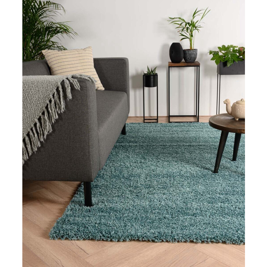 Hoogpolig vloerkleed shaggy Trend effen - lichtblauw 140x200 cm afbeelding 1