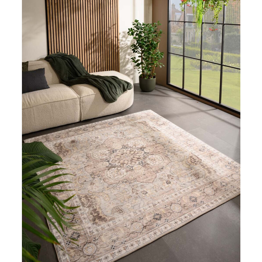 Buitenkleed vierkant Vintage - Valenca Fino lichtgrijs/beige 230x230 cm afbeelding 1