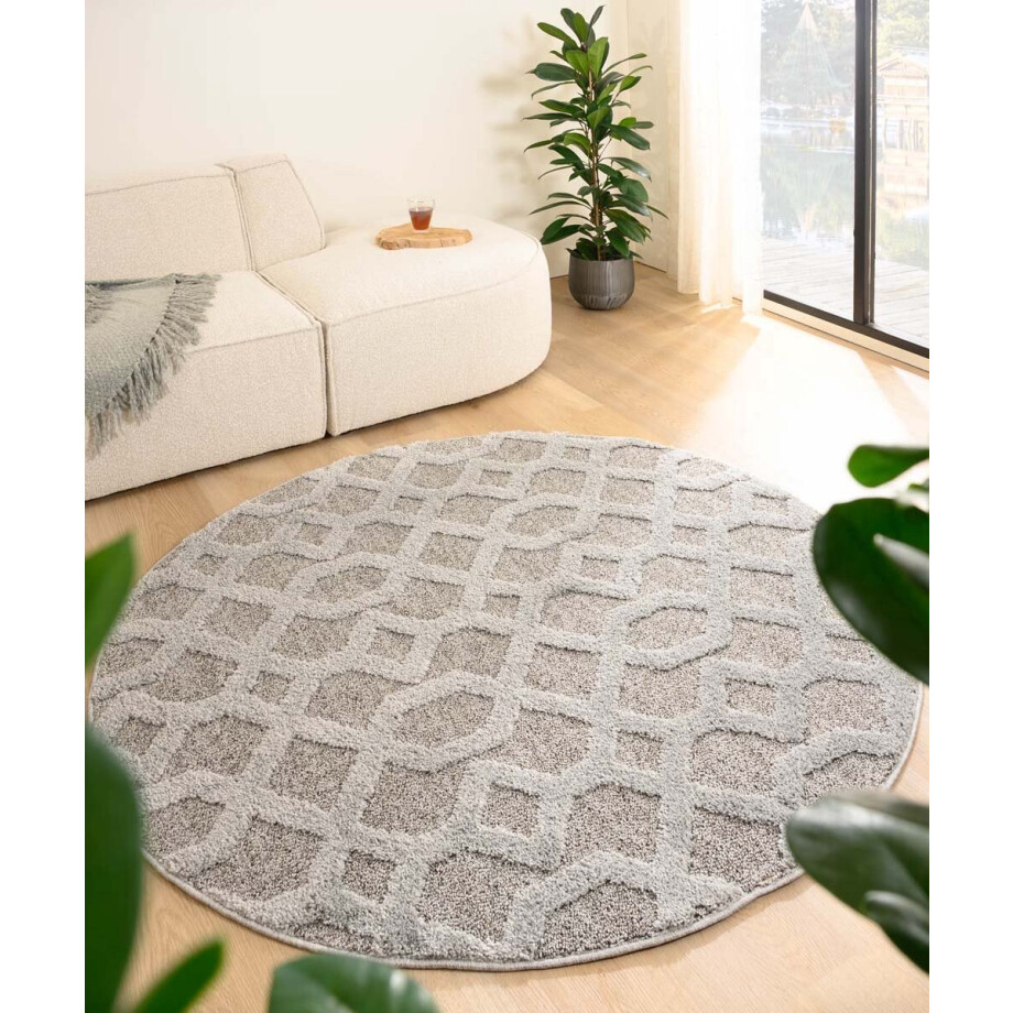 Rond vloerkleed Scandinavisch - Fjord Ro grijs 120 cm Rond vloerkleed Scandinavisch - Fjord Ro grijs 120 cm afbeelding 1