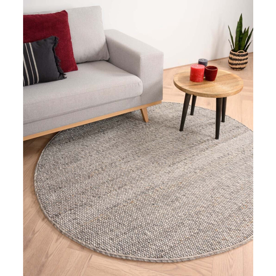 Rond wollen vloerkleed Lett - lichtgrijs 120 cm afbeelding 1