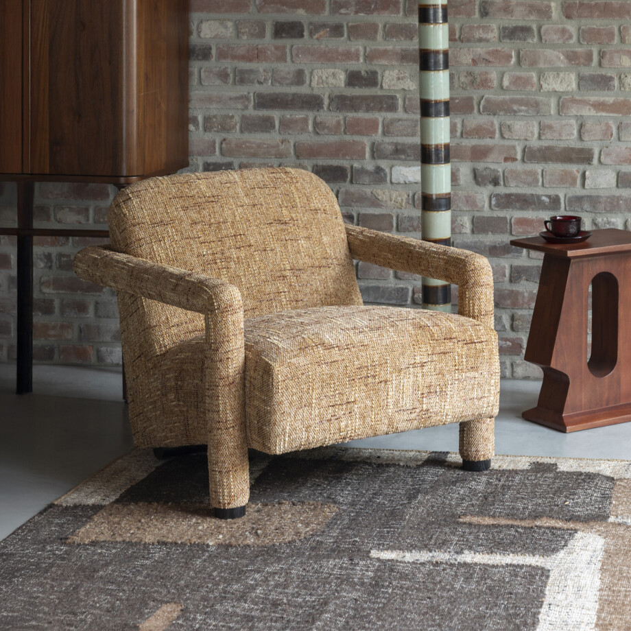 Dutchbone Fauteuil 'Kent' Geweven stof, kleur Okergeel afbeelding 1